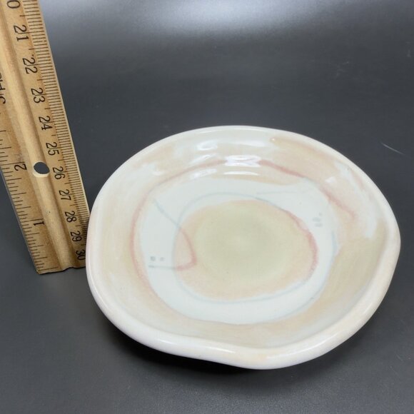 Vintage Hand Made Studio Art Pottery Trinket Dish Plate Artist Signed Stoneware - Picture 3 of 8